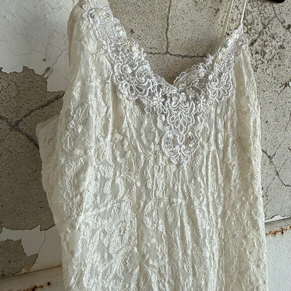 Vintage Lace Slip Dress Intimo Amore Beaded Sequin XS Vintage Chemise Coquette - Picture 3 of 7